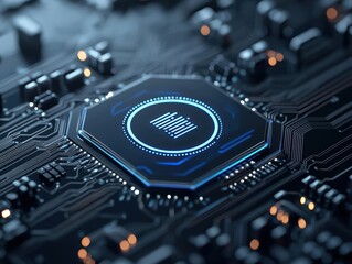 smart ai chip seamlessly integrated into a sleek, modern digital interface