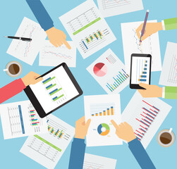 Aufkleber - flat Vector design business finance investment analytics background banner concept
