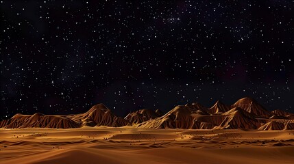 Wall Mural - a dark sky filled with stars over a vast desert landscape