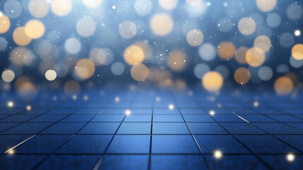 Wall Mural - bright blue backdrop with shimmering lights and bokeh effect