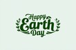 © Picstings - Stylized 'Happy Earth Day' text with green leaves on a light background.
