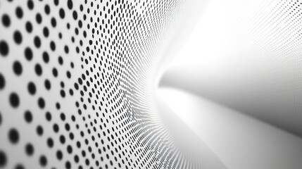 Abstract tunnel with a dotted pattern, leading to a bright, light-filled space.