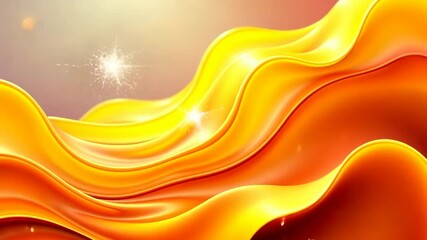 Wall Mural - golden yellow and red abstract wavy flowing fabric with sparkling lights