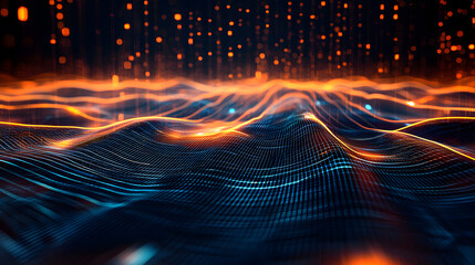 Glowing data flow abstract wallpaper background digital waves technology futuristic environment captivating view