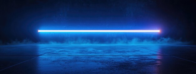 Fototapete - Abstract dark background, illuminated with blue light and fog on the asphalt floor. Empty scene for product presentation