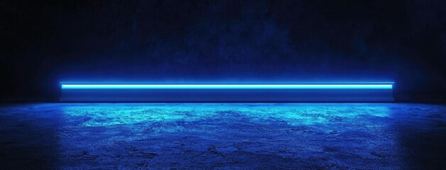 Fototapete - Abstract dark background, illuminated with blue light and fog on the asphalt floor. Empty scene for product presentation