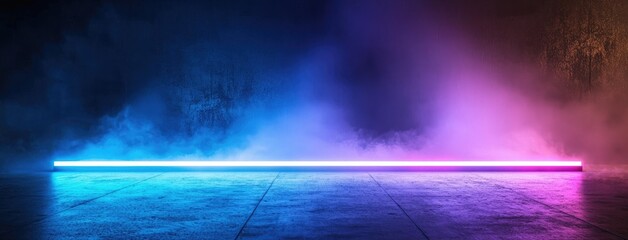Fototapete - Abstract dark background, illuminated with blue light and fog on the asphalt floor. Empty scene for product presentation