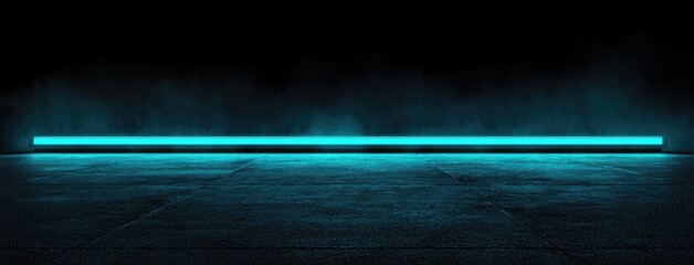 Fototapete - Abstract dark background, illuminated with blue light and fog on the asphalt floor. Empty scene for product presentation
