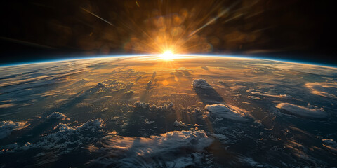 sunrise in space. generated ai