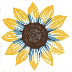 Aufkleber - Stylized Sunflower Bloom: A Vibrant Impression with Texture and Painted Brush Strokes