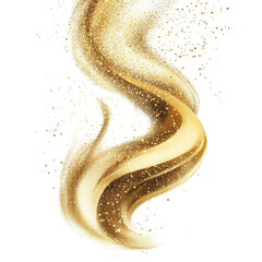 Wall Mural - elegant gold dust swirl isolated on a transparent background creating a captivating wave design, gol