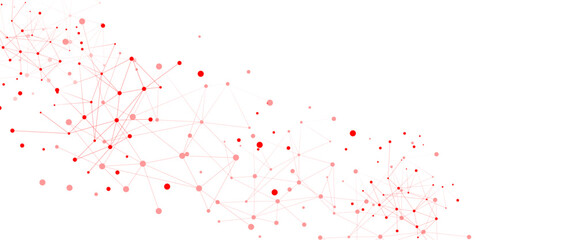 Poster - Vector white background with red lines and dots.