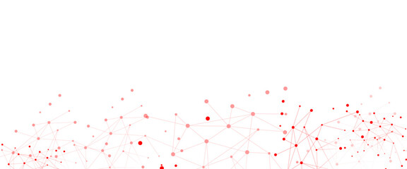 Poster - Vector white background with red dots and lines background design.