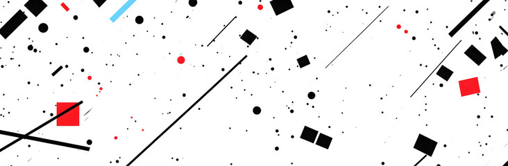 Wall Mural - Minimalistic Geometric Lines with Red and Blue Accents on white and transparent background. PNG
