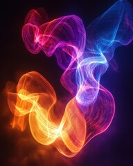 Wall Mural - abstract flowing light trails in vibrant colors against a dark background creating a mesmerizing vis
