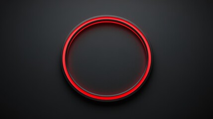 Neon Red Ring on Dark Background, Circular Geometric Design Element, Modern Abstract Graphic