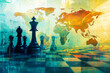 © Ahmad - Global Trade Business Strategy Chess Background. A montage of an abstract world globe map and a chess board background