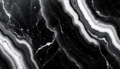 Aufkleber - black and white marble texture with fluid abstract pattern, high-contrast stone surface, modern background for design and branding

