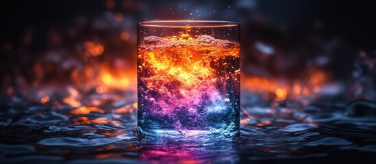 Wall Mural - colorful drink in fire-lit environment