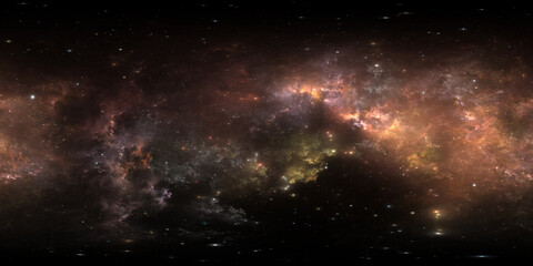 Wall Mural - 360 degree space nebula. giant interstellar cloud with stars, equirectangular projection, environmen
