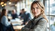 © BlackBird Studio - Confident Young Woman in Casual Outfit at Modern Coffee Shop Setting