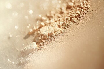 Poster - Delicate particles of fine powder scattered on a smooth surface in soft lighting showcasing texture and detail of cosmetic material