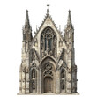 © Uwe - Gothic cathedral with tall spires and stained glass windows, detailed stone architecture, isolated on transparent background.