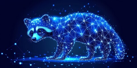 Canvas Print - abstract futuristic raccoon holographic wildlife, technology, and nature converge in digital art.