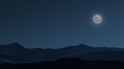 Wall Mural - a night sky panorama with stars and moon