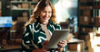© peopleimages.com - Small business, happy and woman with tablet for delivery tracking, inventory management and package export. Online shop, logistics and person with order information for dropshipping and supply chain