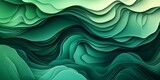 Abstract green layered waves with varying shades and depths creating a dynamic visual effect art