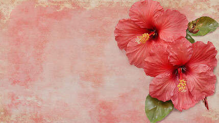 Wall Mural - beautiful hibiscus flowers on textured background