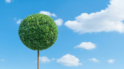 Wall Mural - round green tree against bright blue sky