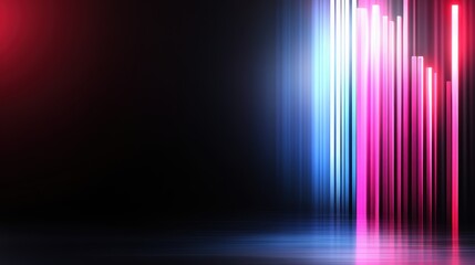 Wall Mural - vibrant neon light streaks on dark background with red, blue, pink colors