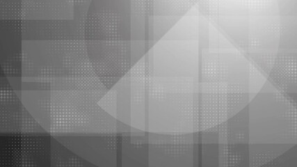 Wall Mural - loopable abstract grayscale geometric background with dot drid and overlapping slow motion shapes in a futuristic design