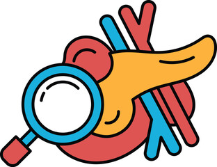 Wall Mural - a cartoon drawing of a duck with a magnifying glass over its head