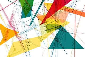 Wall Mural - A colorful abstract painting with triangles and squares