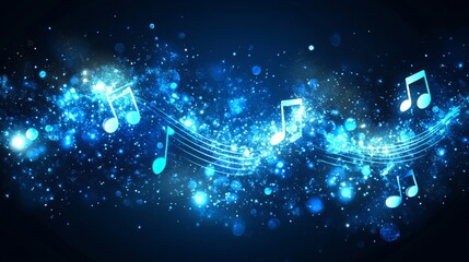 Wall Mural - a blue background with musical notes in the foreground. blue background with musical notes and symbo