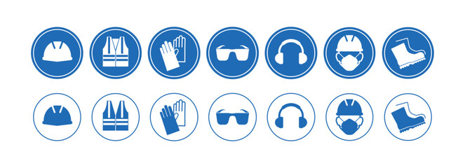 vector illustration of a set of blue and white buttons