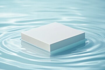 Aufkleber - Floating square object on calm water creates a serene and reflective atmosphere in natural light during daylight hours