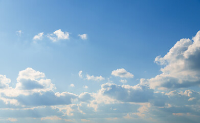 Wall Mural - beautiful blue sky with soft white clouds for abstract background