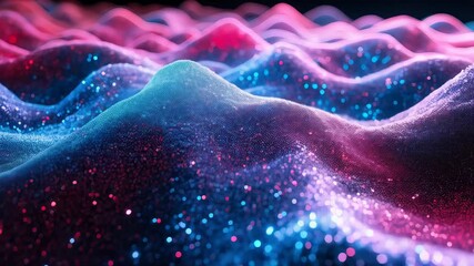 Wall Mural - experience a captivating display of waves filled with shimmering colors, creating a stunning visual.