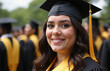 © D.Kaminsky - close-up portrait of young chubby woman in black graduation gown and cap