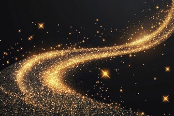 Wall Mural - a starry magical trail background golden effect.