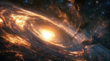 Wall Mural - A massive black hole looms over a bright
