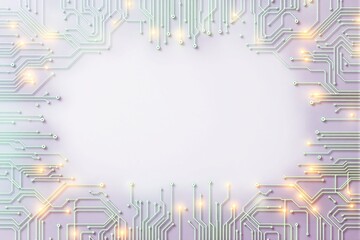 Sticker - futuristic circuit board background with glowing lights.
