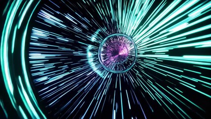 Wall Mural - experience a mesmerizing journey through a tunnel filled with vibrant light trails and dynamic color