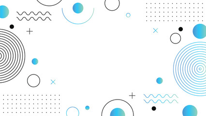 Wall Mural - abstract modern geometric design with blue gradient circles, lines, and patterns on a white backgrou