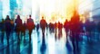 © Vlad - Business Background Design. Abstract Motion Blur of People in Modern Business Center
