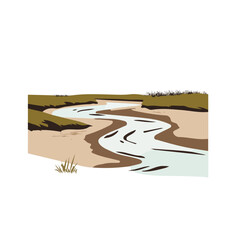 muddy inlet, flat vector, minimalist design, isolated on a white background.